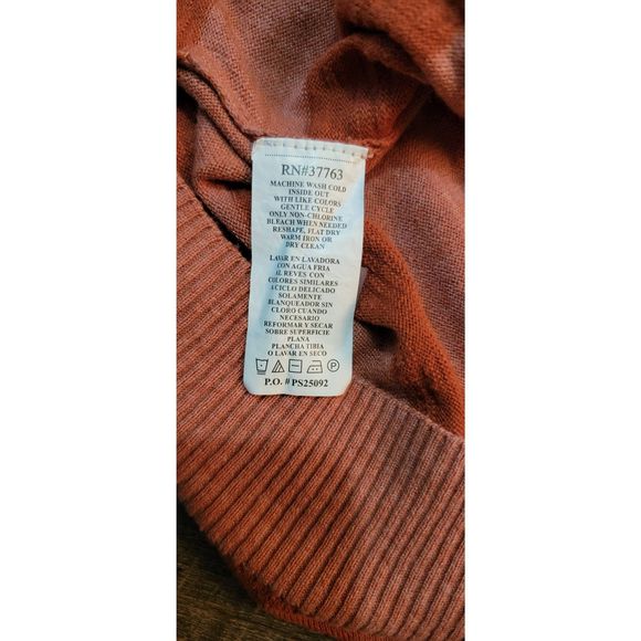 Perry Ellis Sweater Crew Neck Men's M Orange Striped Long-sleeved Super Soft Cot - Picture 7 of 10